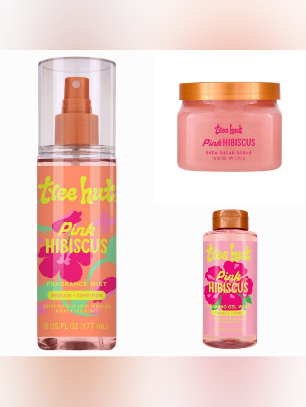 Tree Hut Pink Hibiscus Bath & Body Scrub - Pink Exfoliating Sugar Scrub